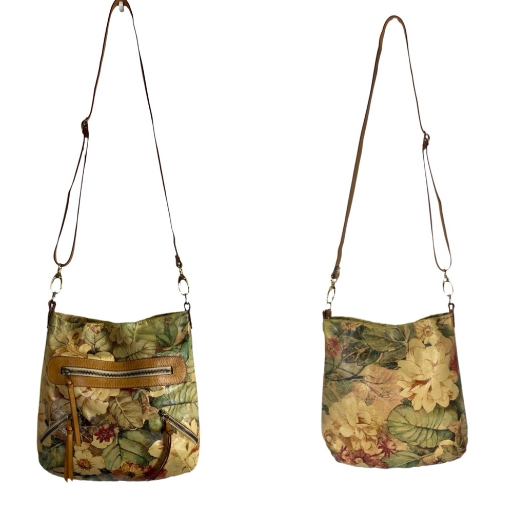 MaurizioTauiti Genuine Italian Painted Leather Floral Crossbody Bag